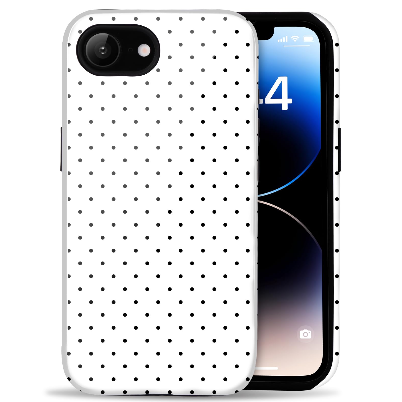 Amzfield for iPhone 16e/17e Cute Polka Dot Phone Case, White