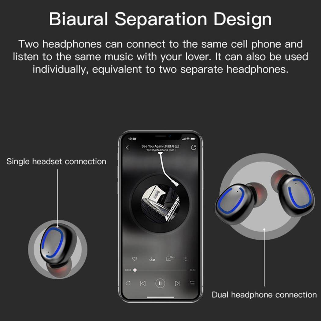 Pinsparkle Bluetooth 5.0 with Charging Bin Binaural Wireless Headset Bluetooth Headsets