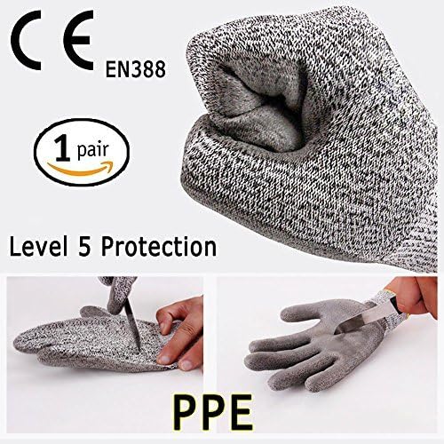Xsorter Cut Resistant Gloves PPE Level 5 Protection - EN388 Certified - Food Grade Safety Gloves for Cutting and Slicing - High Performance, Size L