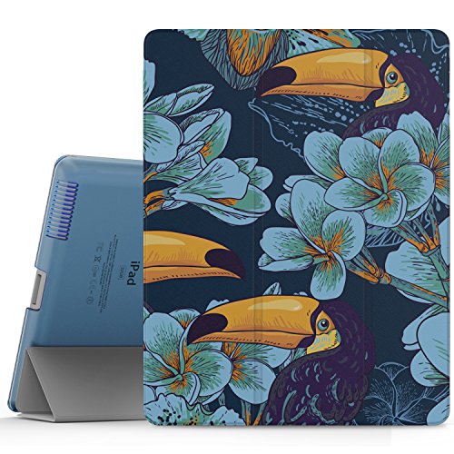 Case for iPad 2 / 3 / 4 - MoKo Ultra Lightweight Slim Smart-shell Stand Cover with Translucent Frosted Back Protector for iPad 2/ The NEW iPad 3 (3rd Gen)/ iPad 4, Toucan Bird (with Auto Wake / Sleep)