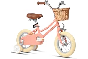 Petimini Girls Bike with Basket for 2-12 Years Old Kids, 12 14 16 18 20 Inch Bicycle with Bell Training Wheels, Multiple Colors