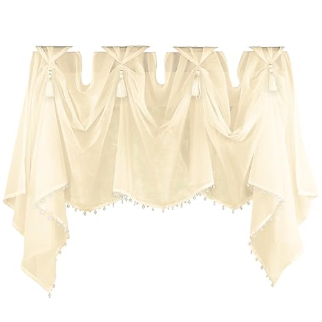 Buy Tassel Sheer Scoop Valance Curtains Cream By Collections Etc