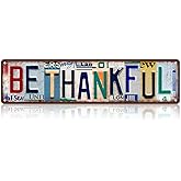 TREEPERI Vintage Be Thankful Street Sign Wall Decor Metal Tin Signs for Bar Home Bedroom Garage