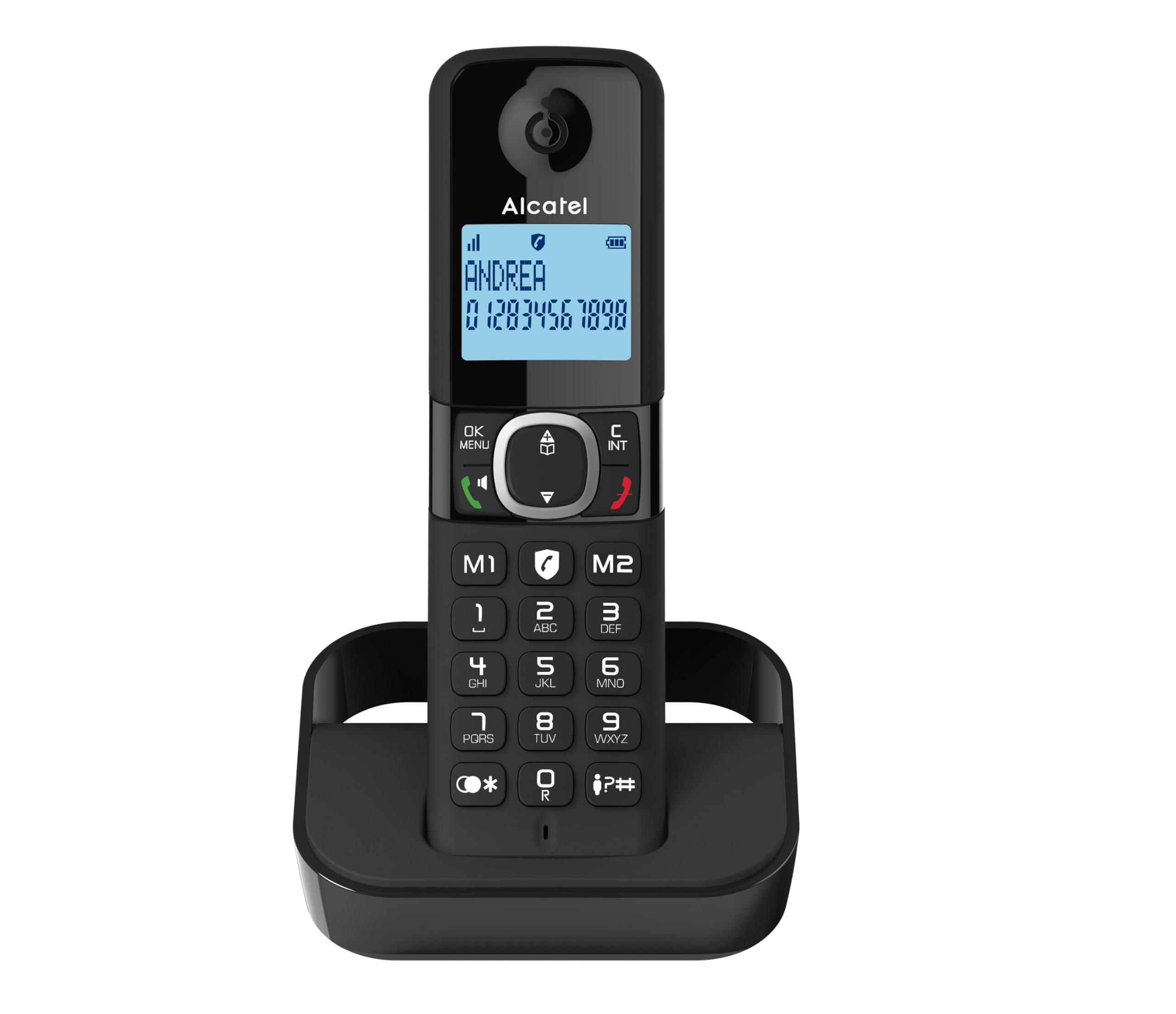 ALCATEL F860 - DECT Cordless Phone - Large Backlit Display - Handsfree - Call Barring - 2 Direct Memory Keys - Black