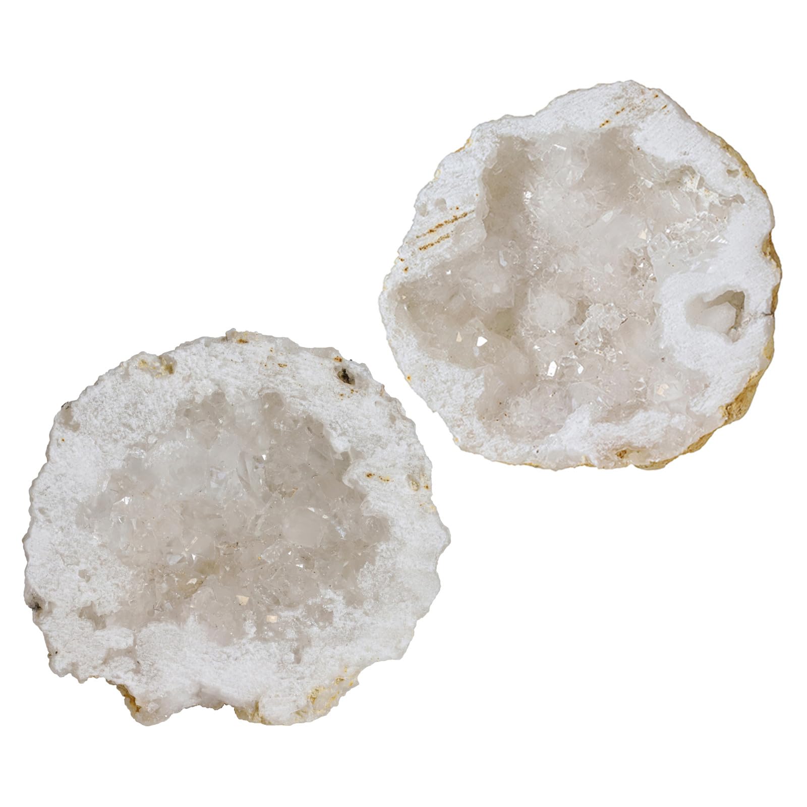 Nupuyai 2pcs Angel Aura Quartz Geode Stone, Titanium Coated Natural Rock Crystal Cluster Specimen for Reiki Healing Home Decor 10-35g, White