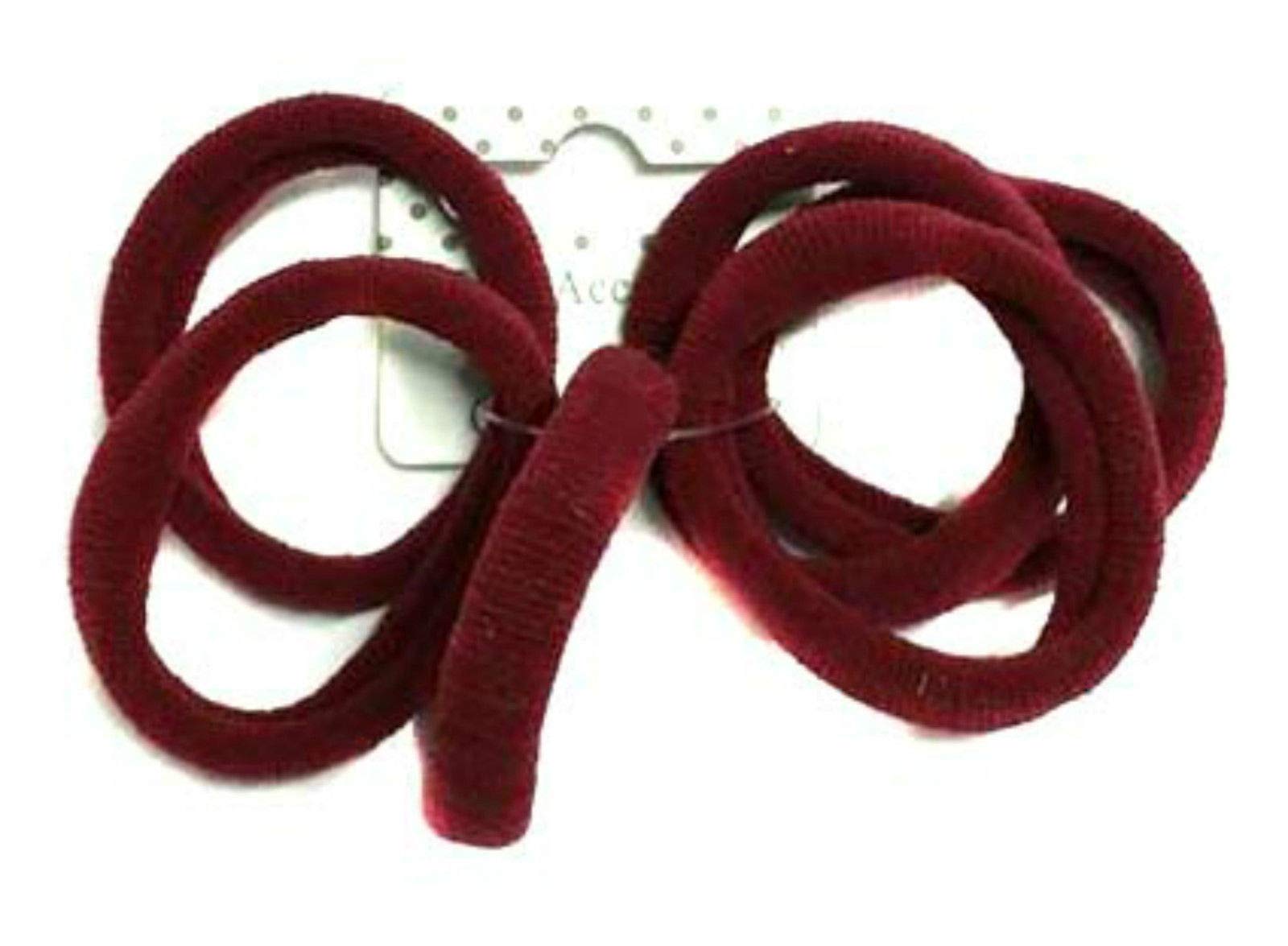 Set of 6 Burgundy Soft Jersey Endless Hair Elastics Bobbles Bands