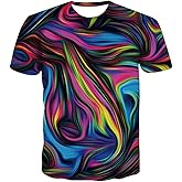 KYKU Colorful T-Shirts for Men 3D Printed Neon Abstract Tee Short Sleeve T Shirt