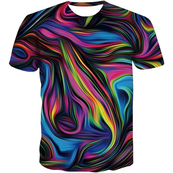 Trippy T-Shirt Uomo 3D Psichedelica Tie Dye - Stampa All-Over, Morbida E Stretch (92% Poliestere, 8% Spandex) - XX-Large, Multicolore