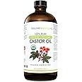 RejuveNaturals Castor Oil (16oz Glass Bottle) USDA Certified Organic, 100% Pure, Cold Pressed, Hexane Free. Boost Hair Growth