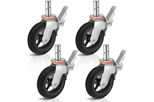 Besitu 8 inches Scaffolding Wheels 1-3/8" Solid Round Stem Caster with Dual Locking Brakes 1100LBS Capacity Per Wheel Commercial Scaffolding Accessories
