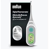 Braun Digital Thermometer, Clinically Accurate, Color Coded Fever Guidance for Baby, Toddlers, Kids & Adults, Oral, Rectal or Underarm use, No 1 Brand Recommended by Pediatricians