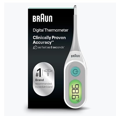 Braun Digital Thermometer, Clinically Accurate, Color Coded Fever Guidance for Baby, Toddlers, Kids & Adults, Oral, Rectal or Underarm use, No 1 Brand Recommended by Pediatricians