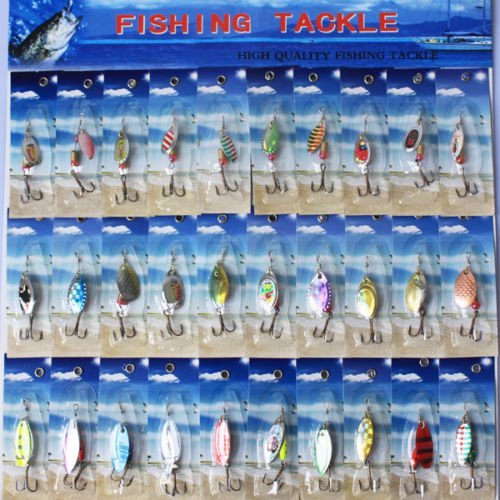 TopOne NEW 30x New PACKAGE Assorted Metal SpinnerBaits Fishing Spoon Lures Salmon Bass