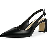 QIY Womens Pumps Pointed Closed Toe Chunky Heel Slingback Heels for Women