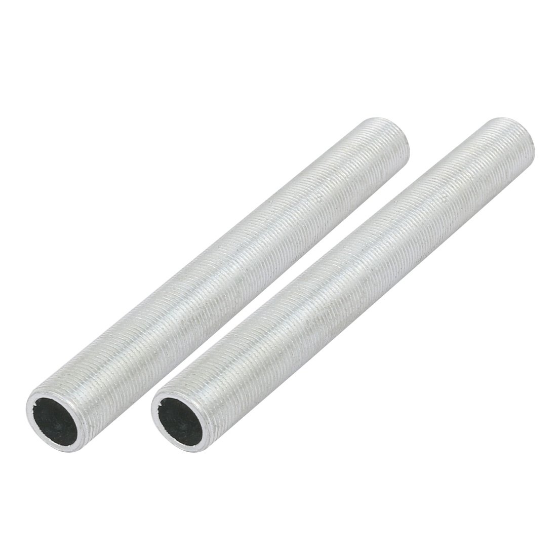 Sourcingmap Lamp Pipe Nipple, M14 Thread 120mm Length Hollow Lamps Repair Part Hardware for Lamp Lights, Zinc Alloy Silver Tone, Pack of 2