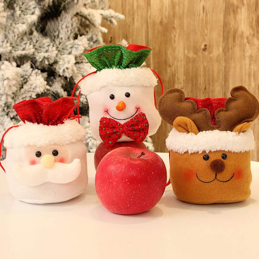 Christmas Candy Party Gift Bag Decorations Xmas Storage Packing Wrapper Supplies (A, 15 X 18cm.)