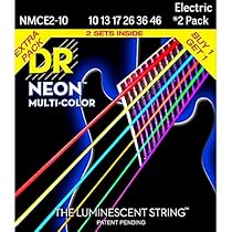 DR Strings Hi-Def NEON Multi-Color Medium Electric Guitar Strings (10-46) 2 Pack
