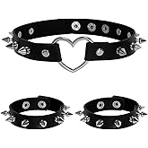 hoyuwak 3 PCS Faux Leather Choker Collar and Bracelets with Spiked, Emo Jewelry Set Punk Rock Costume Accessories for Halloween 80S Goth Cosplay Women Men