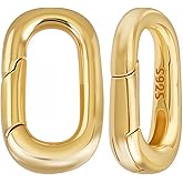 SUNNYCLUE 1 Box 2Pcs 925 Sterling Silver Gate Rings Gold Oval Spring Clasp Bracelets Necklace Closures Connector Small Clamp Clasps Carabiner Snap Clip Ring for Jewelry Making DIY Crafts Supplies