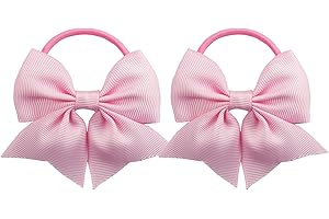 LDDCX Hair Ties, Baby Girls' Hair Accessories with Bows for Toddler Ponytail Holders, Small Hair Ties, Pink, 2PCS