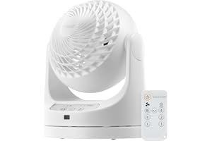 IRIS USA WOOZOO Desk Fan with Remote, Oscillating Table Air Circulator, 3 Speeds, 46ft Max Air Distance, Adjustable Tilt, Low Noise Motor, Small Fan for Bedroom, Office, Dorm, White
