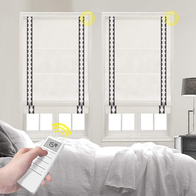 Motorized Roman Shades Window Blinds, Premium Blackout