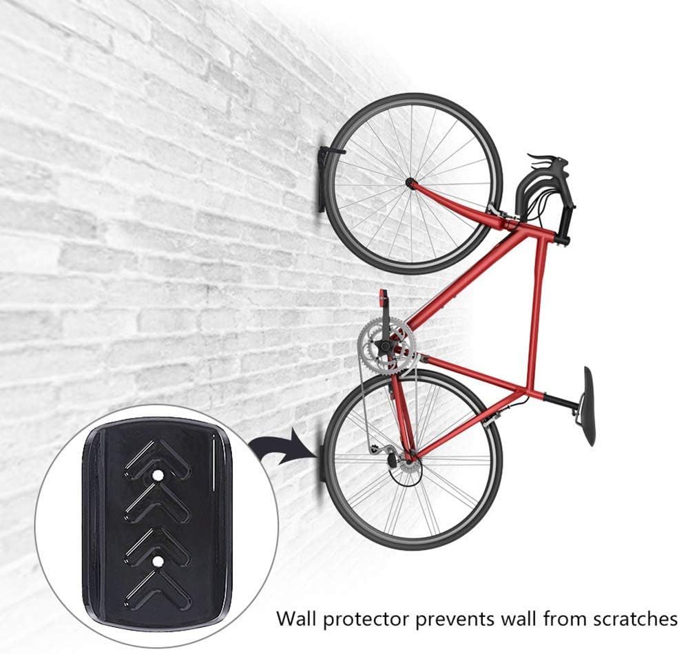 Dirza Bike Wall Mount Rack with Tire Tray - Vertical Bike Storage Rack for Indoor, Garage, Shed - Easy to install - Great for Hanging Road, Mountain or Hybrid Bikes - Screws Included - 2 Pack : Sports & Outdoors