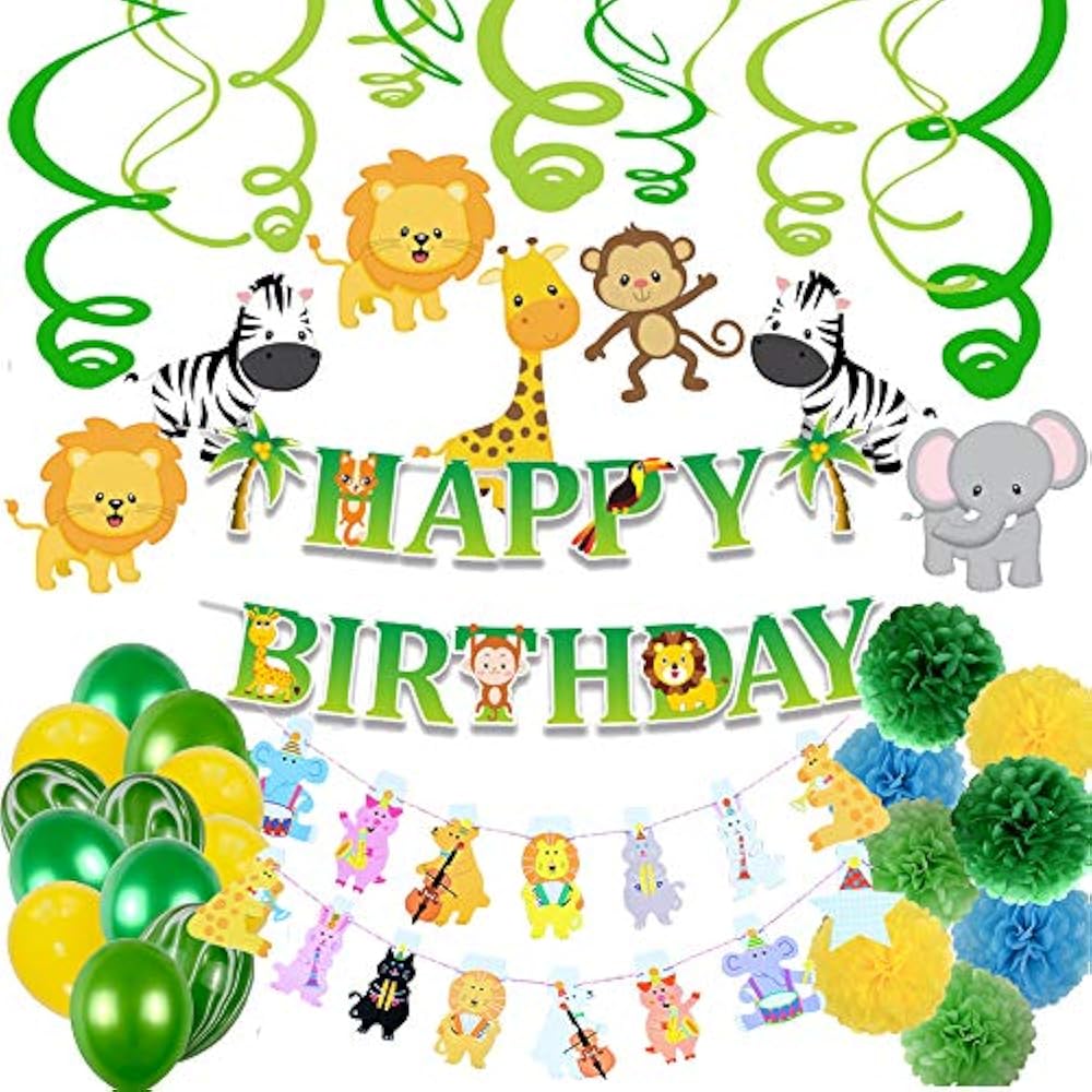 Jungle Theme Party Supplies Happy Birthday Decorations (Jungle/Safari