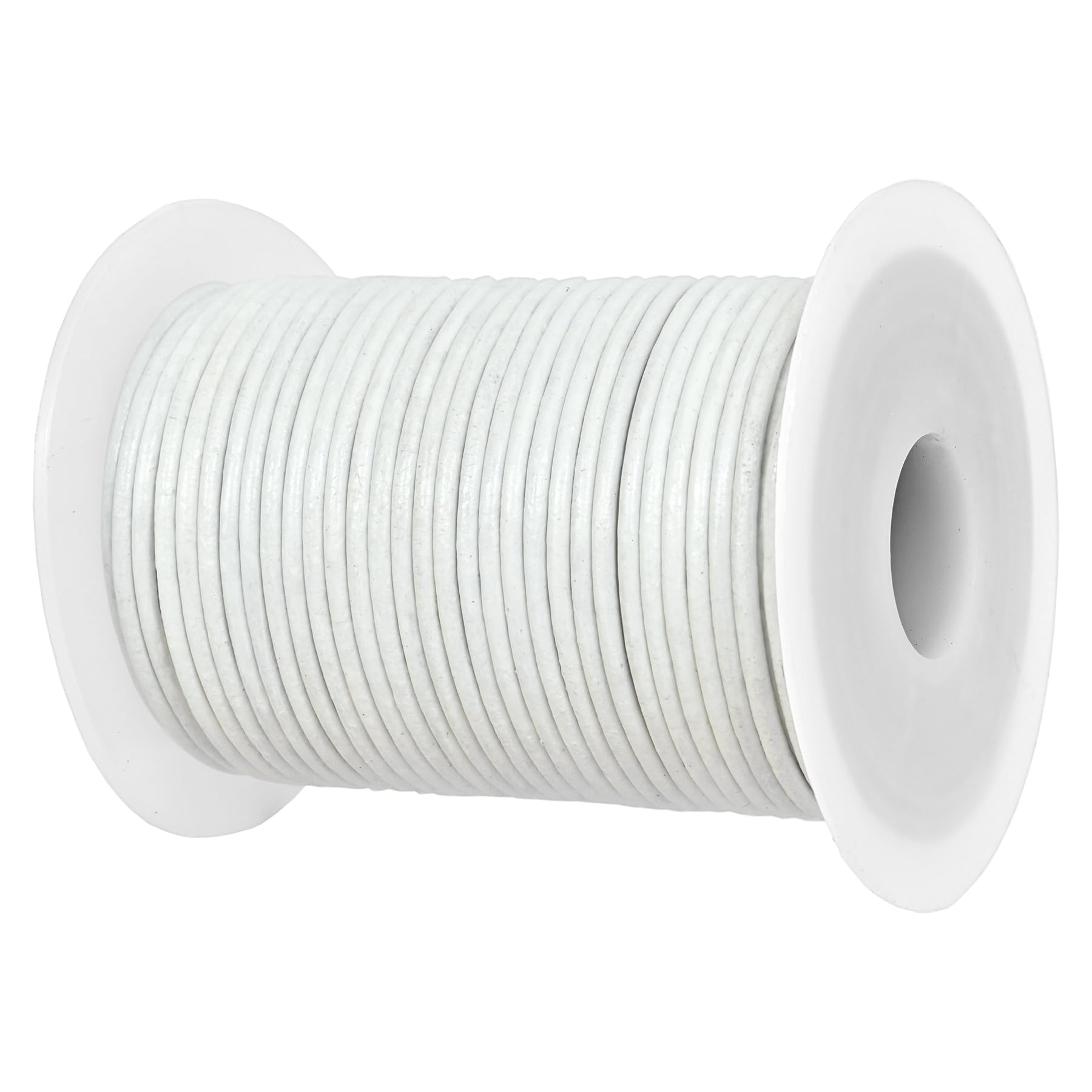 GENIQUE Real/Genuine Round Leather String Cord for Necklace, Bracelets, Jewellery, Braiding (1.5mm, White)