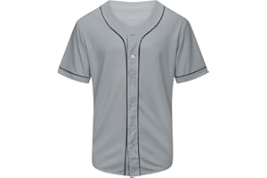 KUAIPAO Blank Baseball Jersey,Short Sleeve Plain Jersey Shirt,Sports Uniform for Men Women(White, Black, Red,Blue,S-3XL)