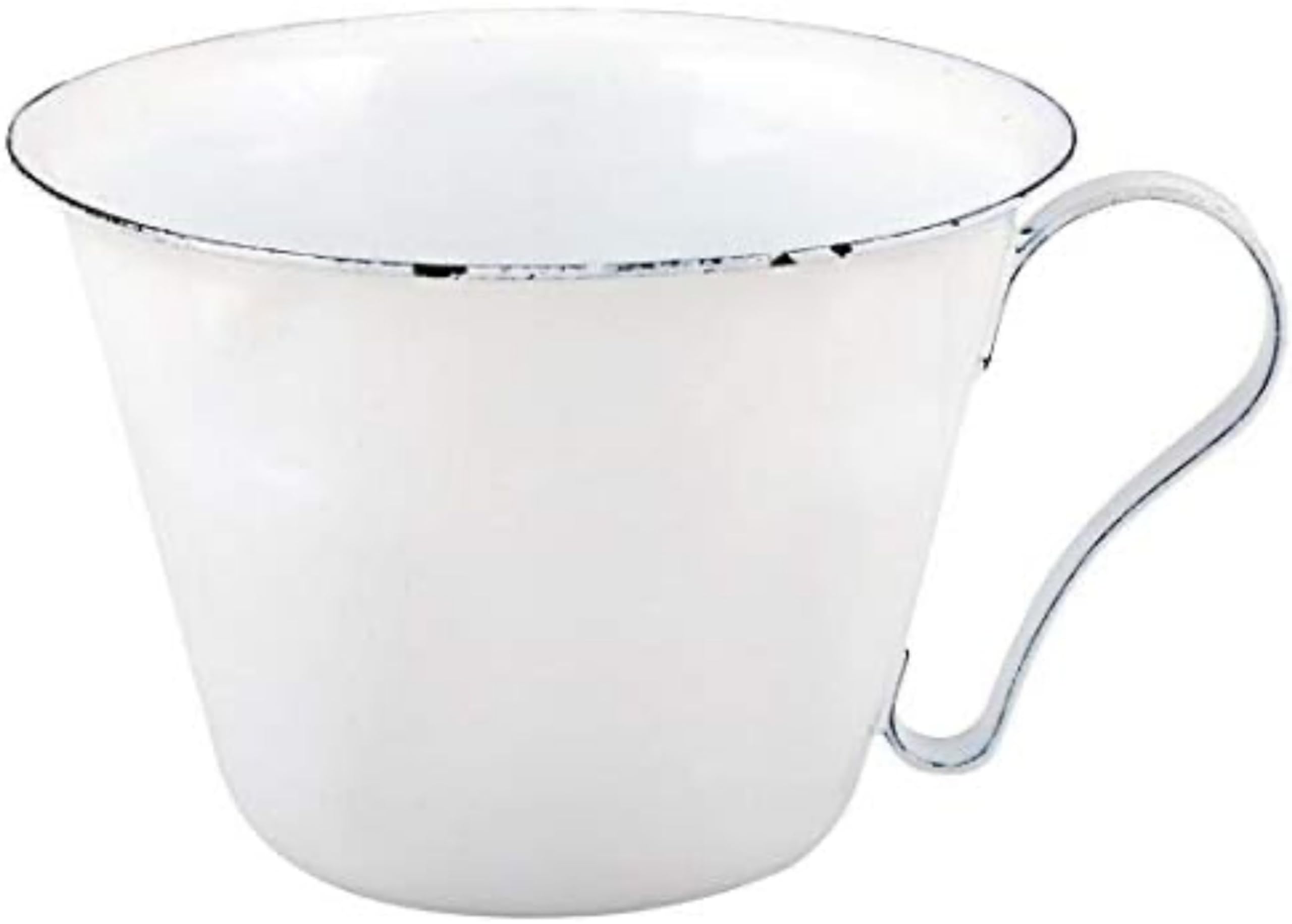 Small Mug in White Pot Enamel Vintage/Antique Look