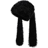 yolrdiw Y2k Grunge Punk Bunny Ears Hat Winter Warm Fuzzy Cap Scarf Emo Accessories for Unisex