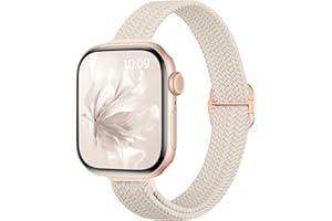 Slim Braided Stretchy Band Compatible with Apple Watch Bands 40mm 41mm 42mm 38mm 44mm 45mm 46mm 49mm Women Men, Thin Elastic 