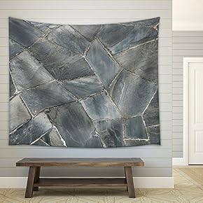 Pattern of Decorate Slate Stone Wall - Fabric Wall Tapestry Home Decor - 51x60 inches