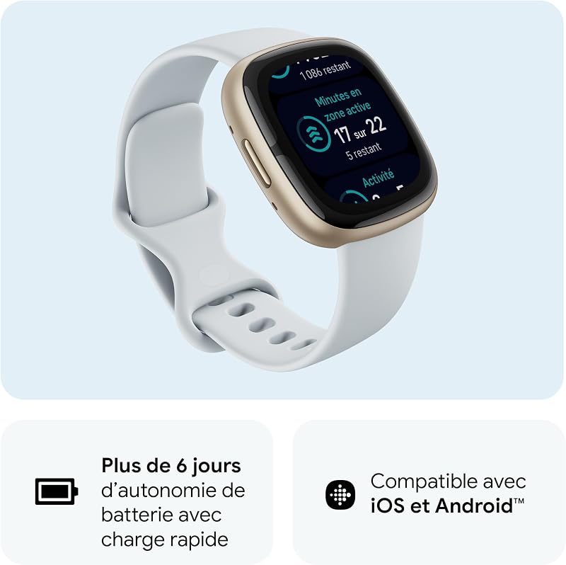 Google Fitbit Sense 2 Montre connectée sport et santé avec GPS intégré, fonctionnalités avancées pour la santé, jusqu’à 6 jours d’autonomie de batterie - compatible avec iOS 15 & Android OS 9.0
