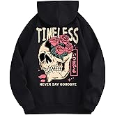 SHENHE Men's Skull Rose Printed Hoodie Graphic Gothic Hoodies Sweatshirt Pullover