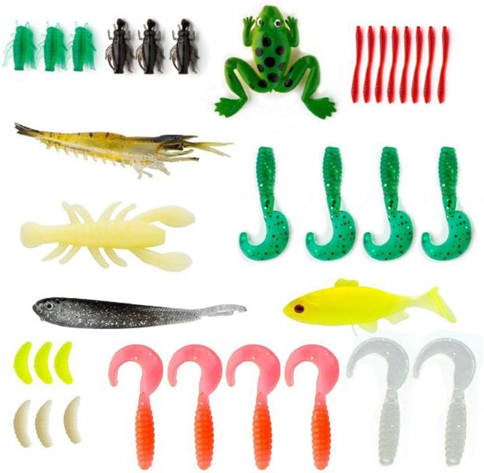77Pcs Fishing Lures Kit Set for Bass, Trout, Salmon, Including Spoon Lures, Soft Plastic Worms, CrankBait, Jigs, Topwater Lures (with Free Tackle Box) by Sptlimes : Sports & Outdoors
