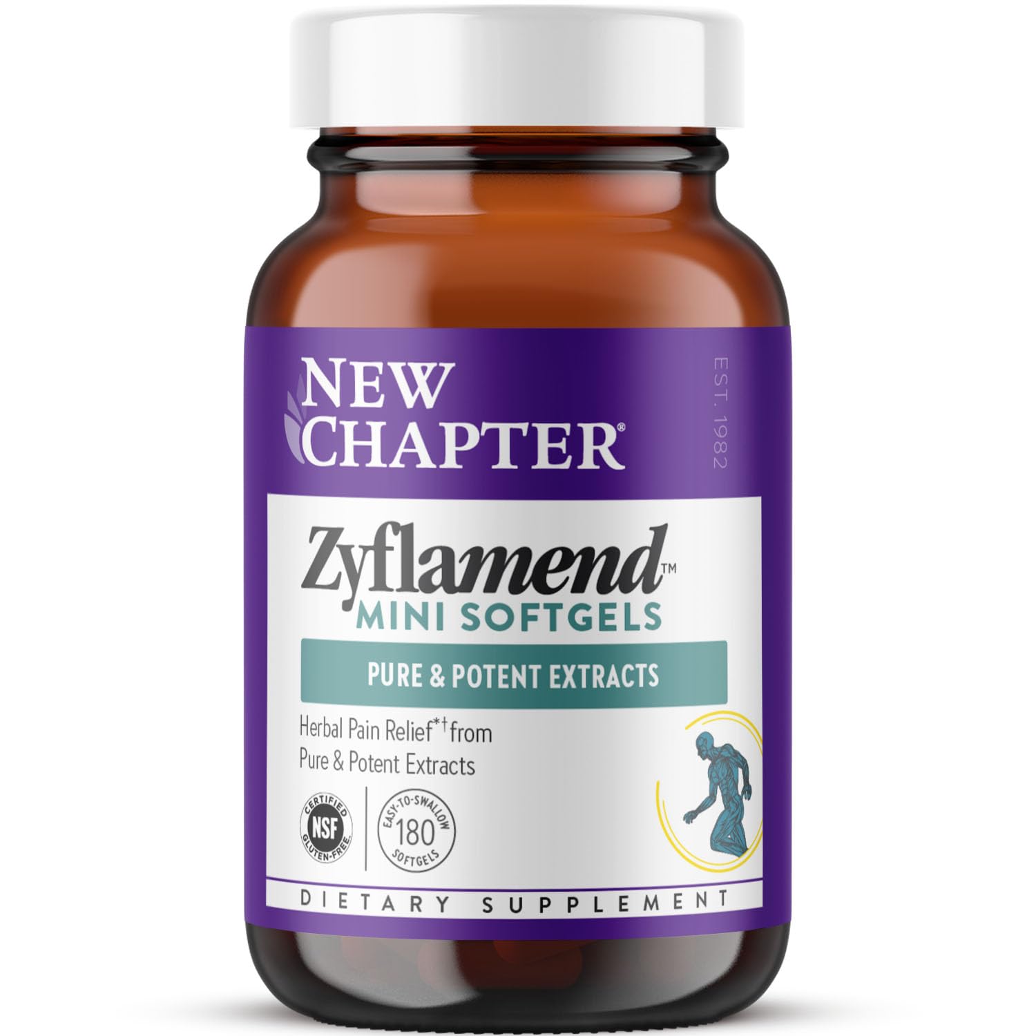 New Chapter Zyflamend™ Mini Softgels, Joint Supplement & Herbal Pain Relief – with Turmeric, Ginger & Green Tea - for Healthy Inflammation Response, Mobility & Flexibility, 180 mini softgels Image