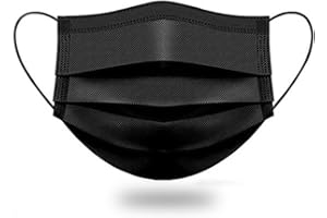 SD Disposable Black Face Masks, 3-Ply, Ear Loop. Protective, Breathable, dust-Proof, 3 Layer mask. (Black) - Pack of 50