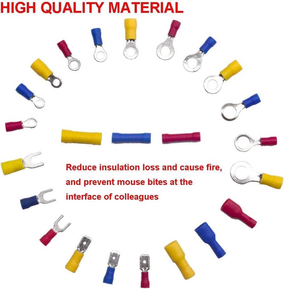 Yosawo 360 Pieces Crimp Connectors Electrical Connectors Insulated Crimp Terminals Kit Spade Bullet Butt Fork Wire Connectors(PVCZ) - Image 4