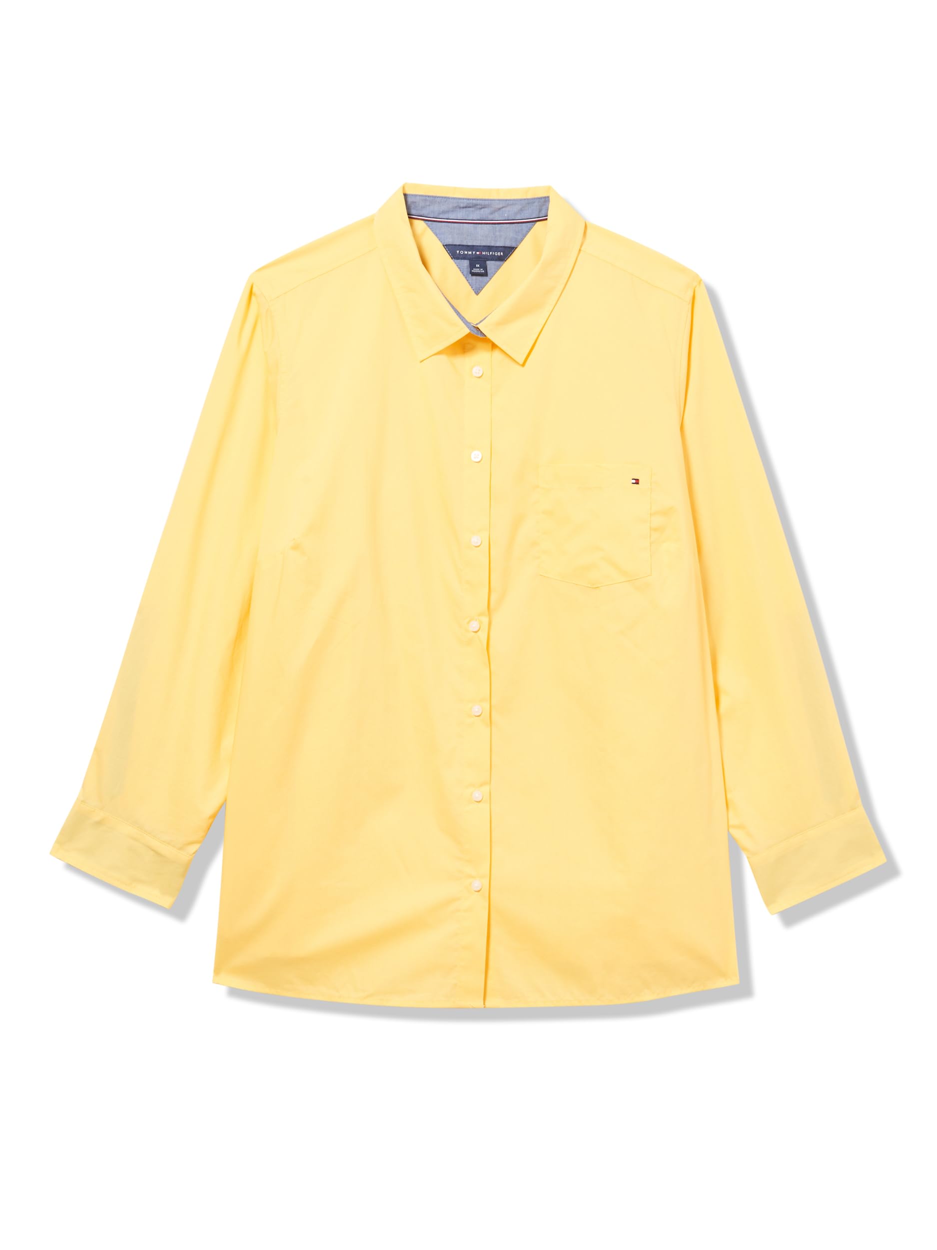 Tommy Hilfiger Women's Sportswear Button Up Collared Shirt with Roll Tab Sleeves, Snapdragon, XXL Image Tommy Hilfiger Women's Sportswear Button Up Collared Shirt with Roll Tab Sleeves, Snapdragon, XXL Image