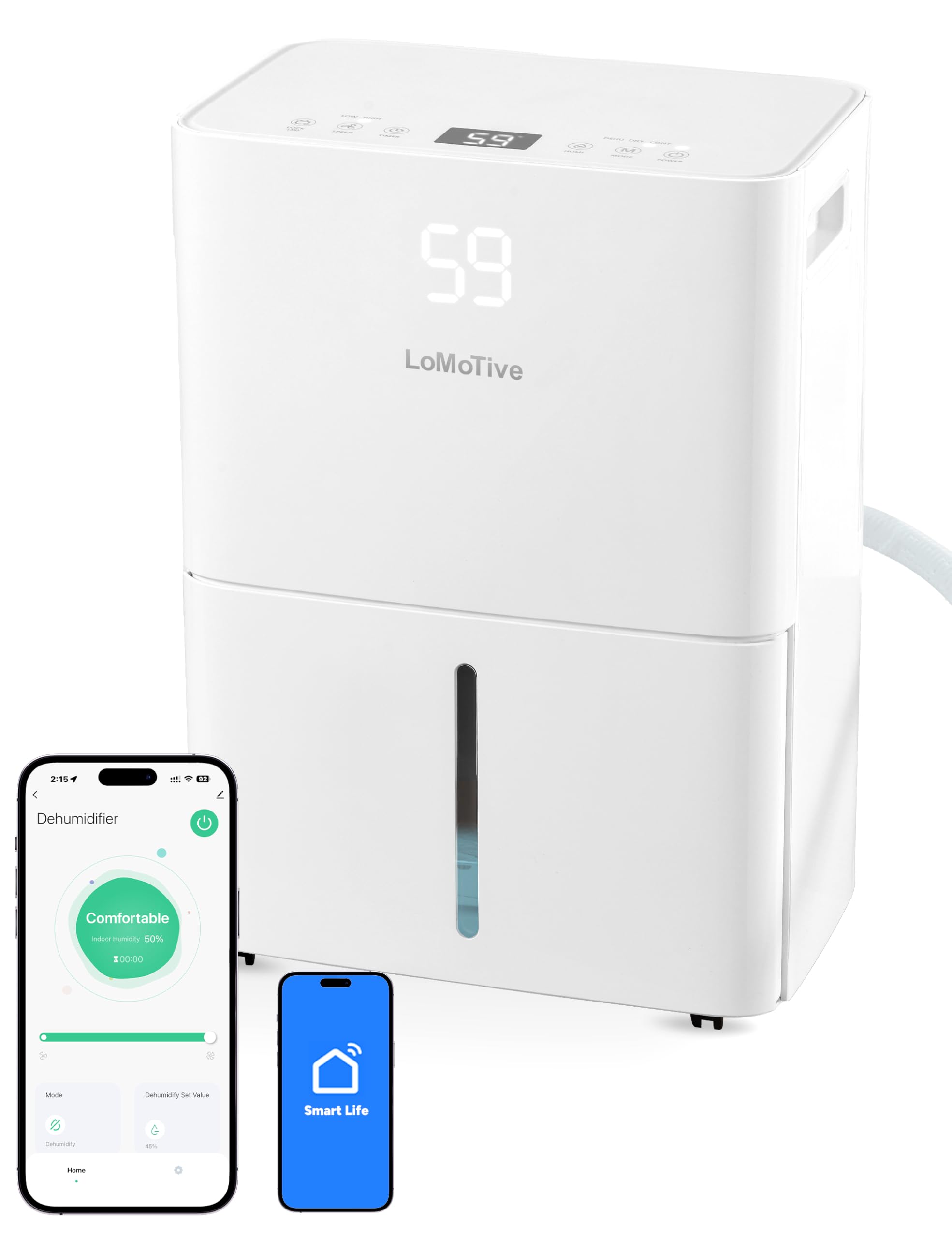 Photo 1 of 2500 Sq.Ft Dehumidifier for Home Basement 34 Pints Max - Smart WiFi Controlled Dehumidifier with Drain Hose Dry Clothes 24HR Timer 1.6L tank for RV Bedroom Bathroom Homelabs Office Large Room