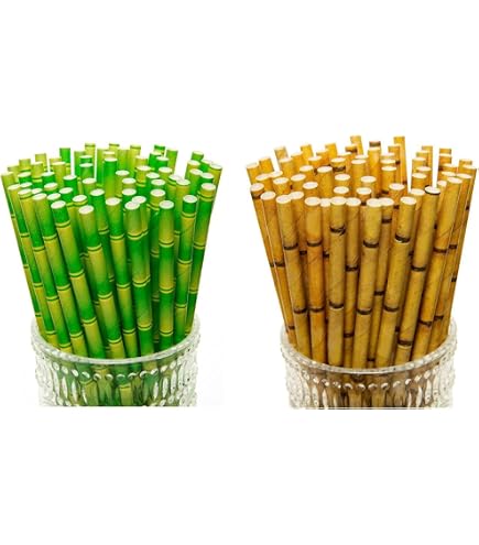 Pajitas De Papel De Bambú Ecológicas - Pack De 100 Unidades (7.75 Pulgadas) - ¡Adiós Al Plástico!