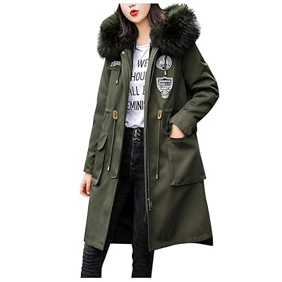 Winter Hooded Pea Coat with Big Pockets and Fuzzy Kuwait Ubuy