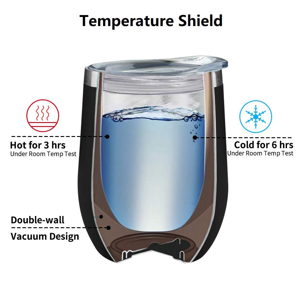 Yuanj 12 oz doppelt isoliertes Glas ohne Glas, Edelstahlbecher mit Deckel zum Aufbewahren von Wein, Bier, Kaffee, Champagner, Cocktails, Eisgetränken, Eiscreme, Heißgetränken