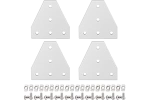 ORGRY 4pcs 4040 Corner Bracket Plate Anodised T Shape 5 Hole Joining Plate with 20pcs M8 T Nuts + 20pcs M8 Screws + 1pcs Wrench