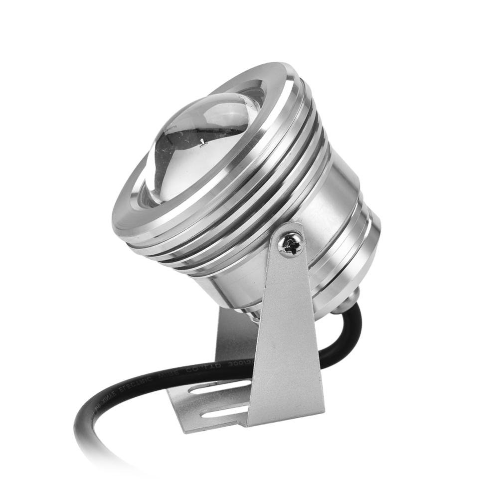 Submersible Spotlight Pond Lights Remote Control 12V 10W RGB Waterproof Aquarium LED Spotlight Lamp for Fish Tank Pool Garden Underwater(Silver)