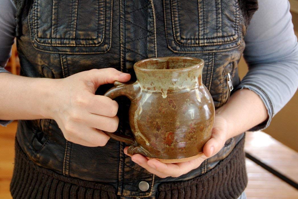 Hand Thrown Pottery Coffee Mug in Brownstone Handmade
