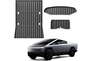 KIKIMO 3PCS Truck Bed Mat Set for Cybertruck 2025 2024 2023, Cargo Mat for Tesla Cybertruck Accessories, TPE All-Weather Heavy Duty Frunk Truck Bed Rear Sub Trunk Liner