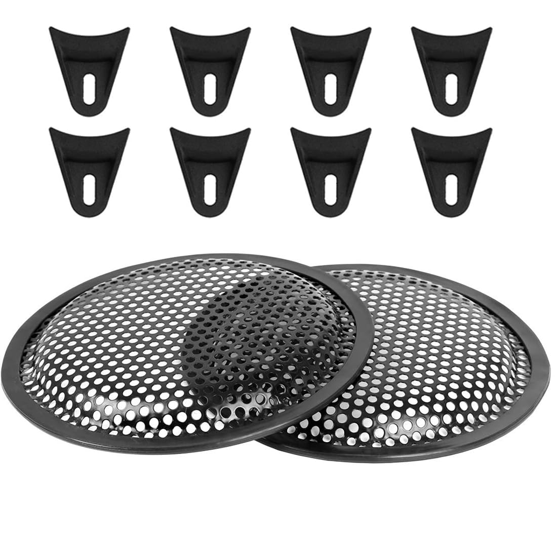 MACHSWON 2Pcs Car Audio Speaker Sub Woofer Subwoofer Metal Waffle Grill Cover Protector with Rubber Edge and Clips 12 Inch Black